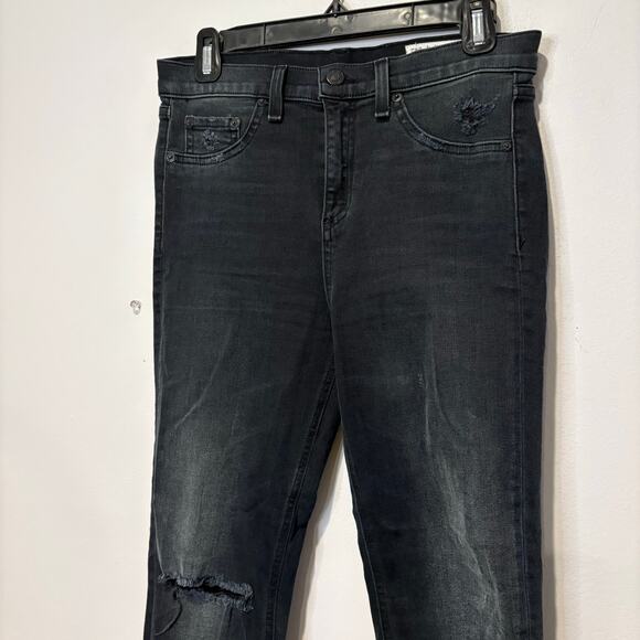 Rag & Bone Women's Mid Rise Skinny Ankle Black‎ Gray Denim Jean 28 Distressed - Picture 7 of 7